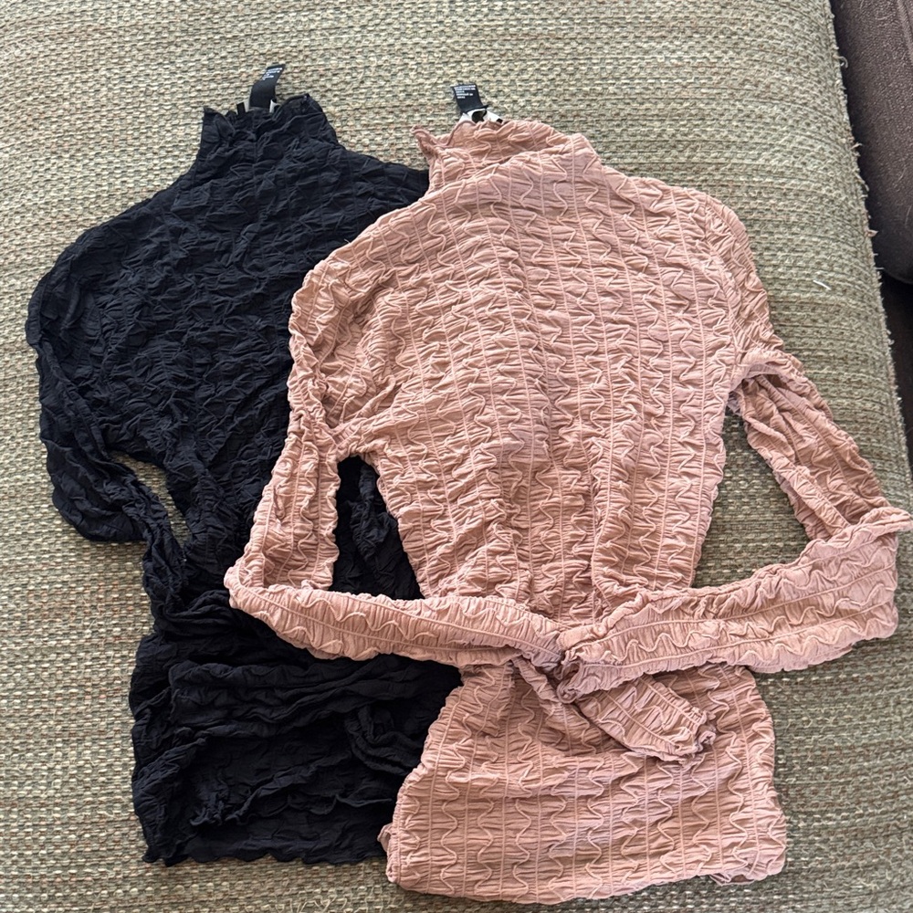 Forever 21 Black and Pink Textured Tops